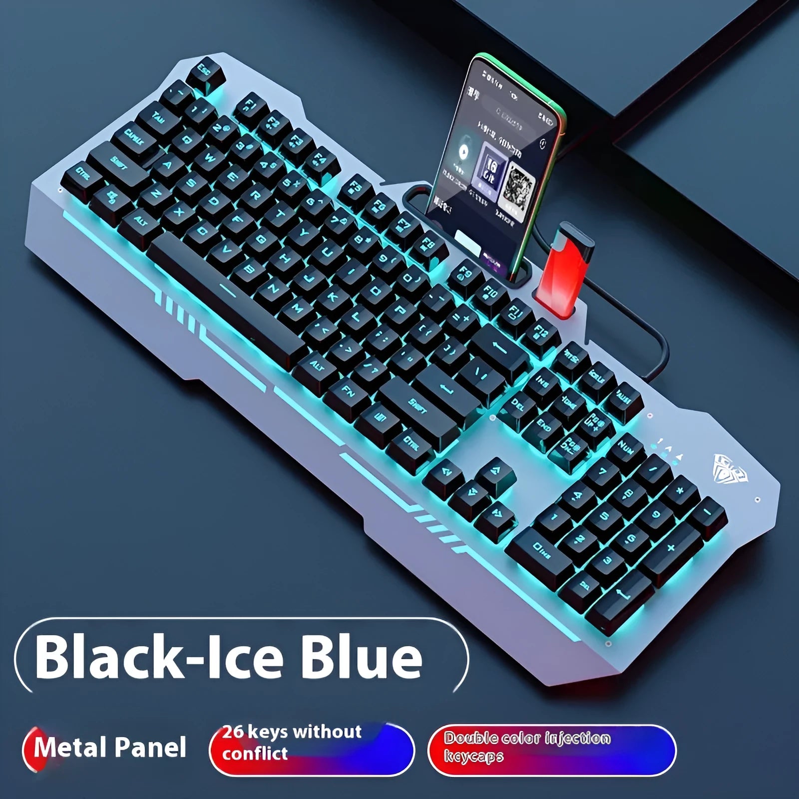 Mechanical gaming keyboard, mouse, and headset bundle in metal packaging box