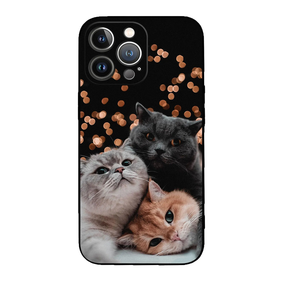 Animal glass phone case for iPhone with painted tiger, owl, or lion design and black back cover