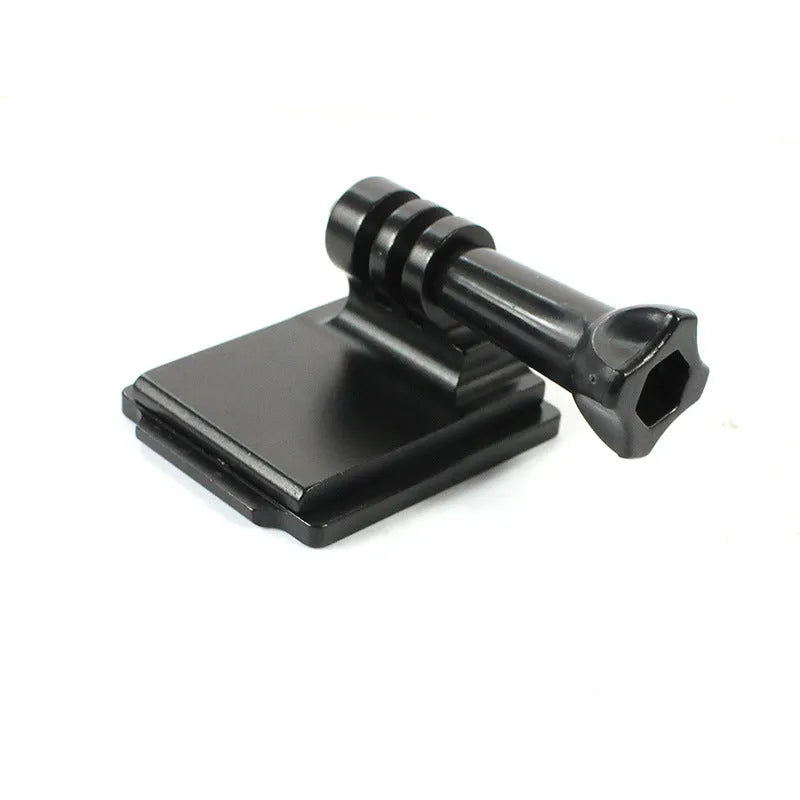 Black aluminium alloy and plastic GoPro helmet mount extension rod with quick-release bracket.