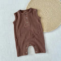 Grade A summer cotton baby jumpsuit sleeveless vest in light apricot suitable for 59-90cm