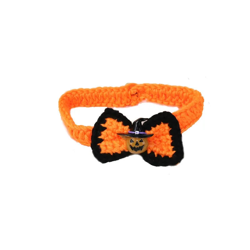 Halloween pet collar and hat set for cats, neck 15-35cm, hat inside diameter 7cm