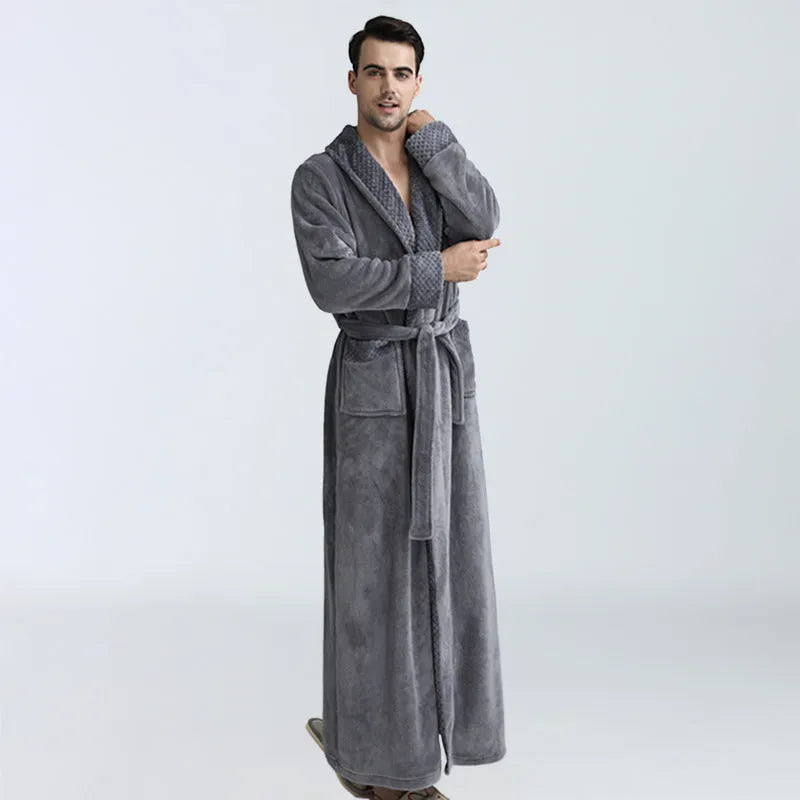 Men's winter flannel nightgown, long sleeve, cardigan style, available in five colours and sizes M L XL