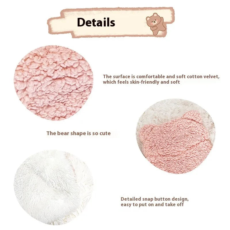 Pet cloak cotton velvet bear design in pink grey blue coffee, sizes S M L for cats and dogs