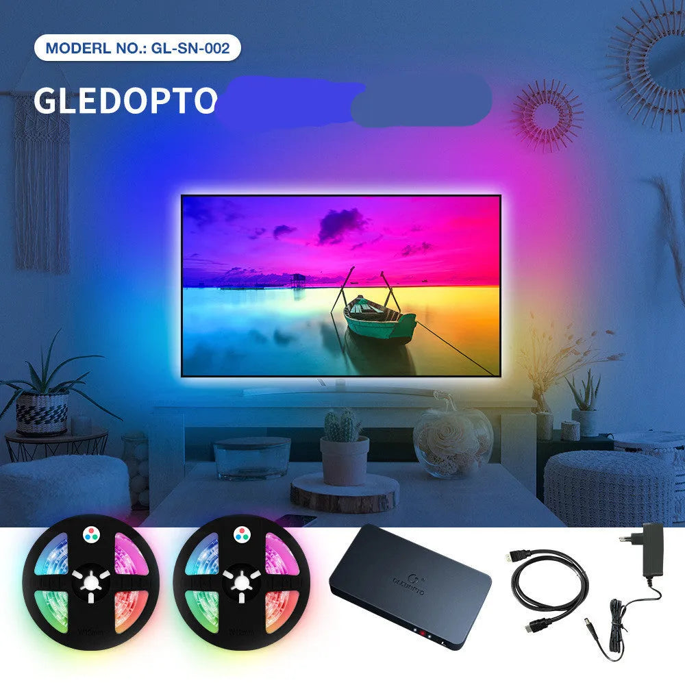 HDMI 4K video splitter and RGB light controller with SYNC mode for computer displays