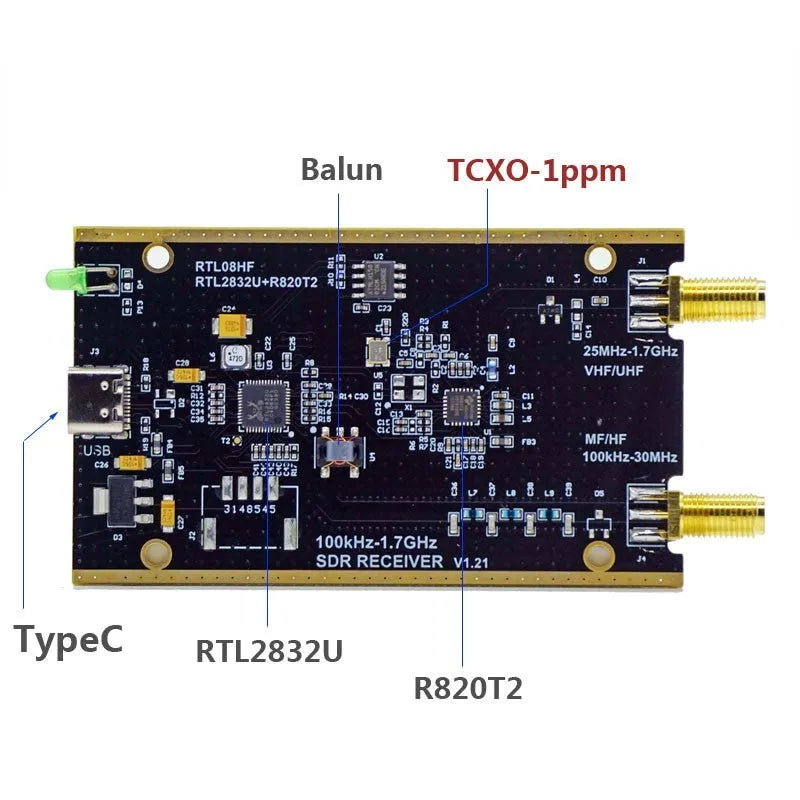 RTL-SDR RTL2832U R820T2 software radio receiver USB dongle for aviation and shortwave