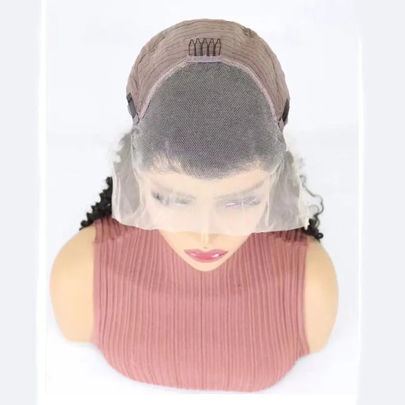 Solid colour human hair wig with half lace front, shown at long length.