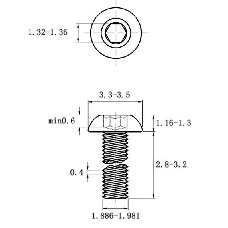 Stainless steel half round pan head hexagon screw with whitewash finish