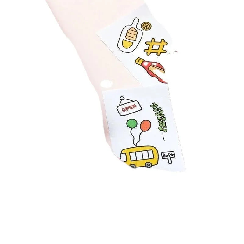 Japanese cartoon character paper stickers measuring 40x60mm with heart and lollipop designs