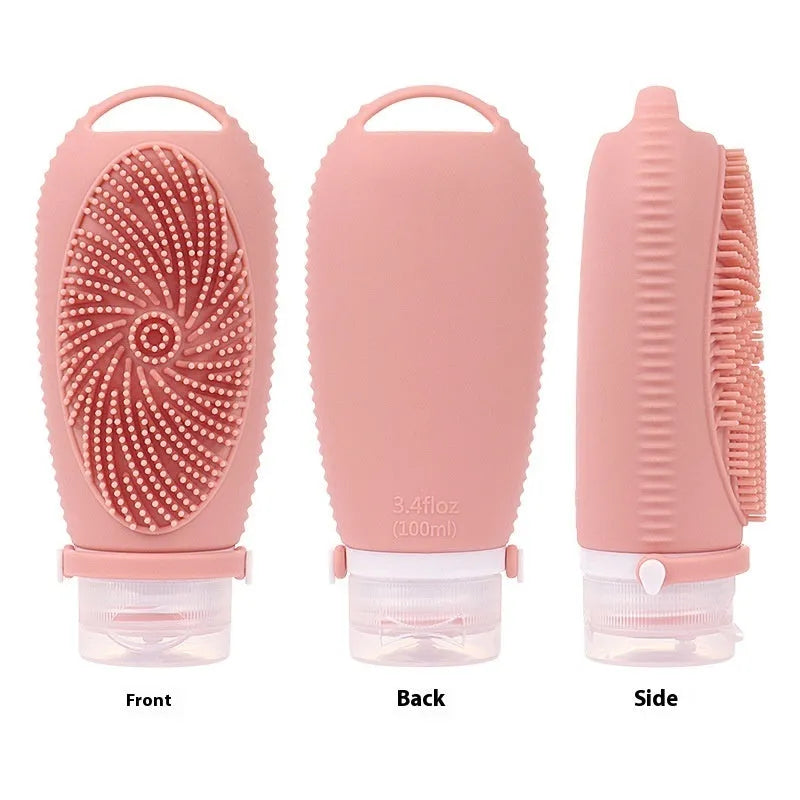 Silicone bath brush storage bottle in 100ml capacity showing eight colour options