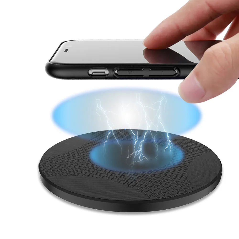 Y9 round wireless charger 23W fast charge ABS plastic black desktop charging pad