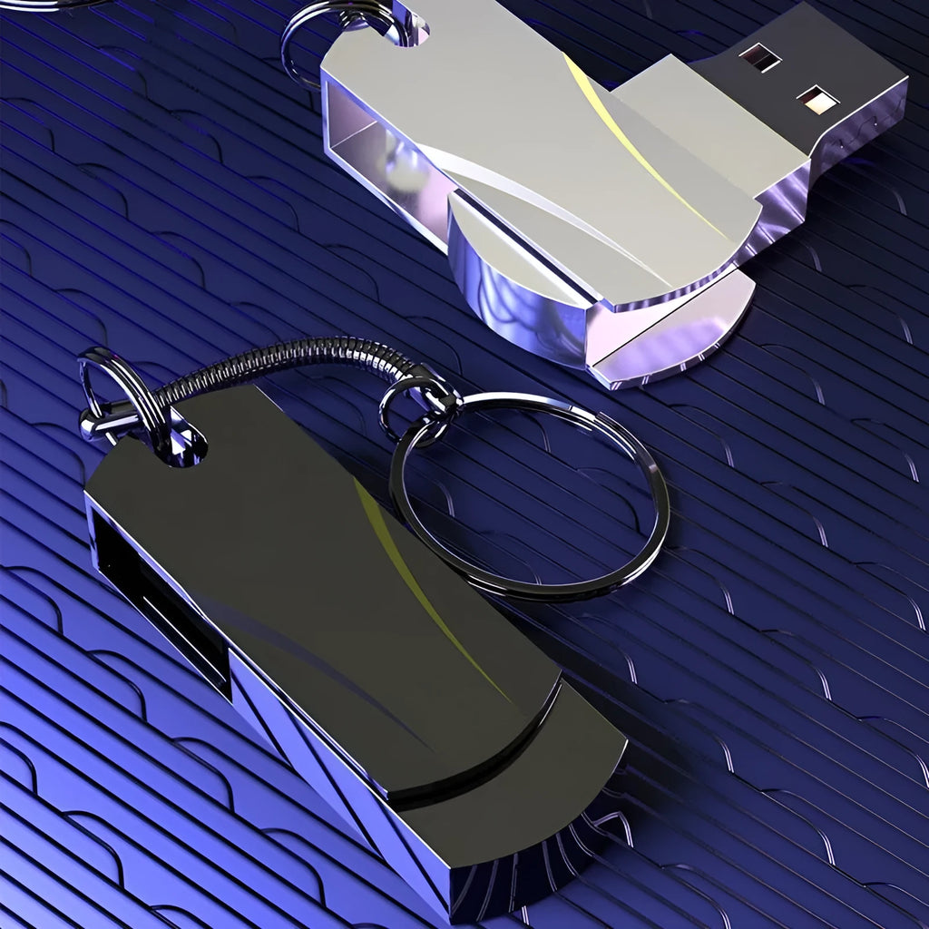 Metal swivel USB flash drive 40x15x8mm with USB 2.0 connector, shown in silver or grey
