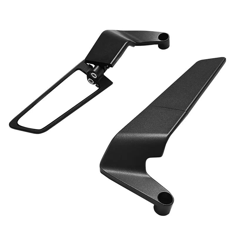 Universal foldable motorcycle rearview mirror in aluminium alloy, black, for motorcycle and electric car commuting