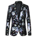 Men's slim fit single button suit jacket in polyester with suit collar, back slit and long sleeves, Korean style casual blazer