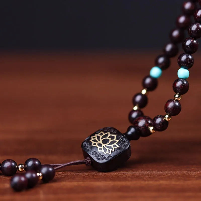 Zambia Rosewood Buddha beads bracelet with 108 pieces at 0.6cm bead size
