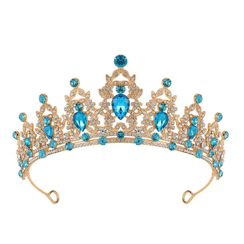 Baroque style bride headdress crown with rhinestone detailing in alloy metal