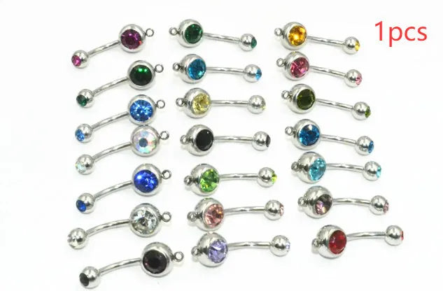 Czech diamond medical steel belly button ring, unisex fruit shape navel piercing in multiple colours
