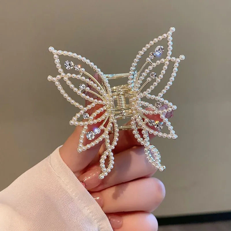 Butterfly hair clip barrette for women with alloy metal construction