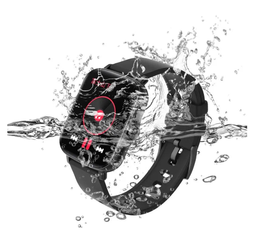 Smart sports watch with 1.7-inch colour touchscreen showing heart rate display on wrist