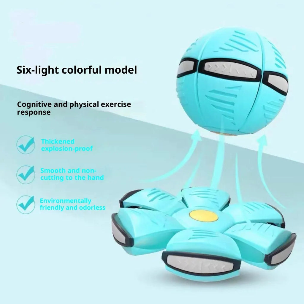UFO deformation toy ball in maca blue, maca pink, red, blue, green or pink with six or three lights