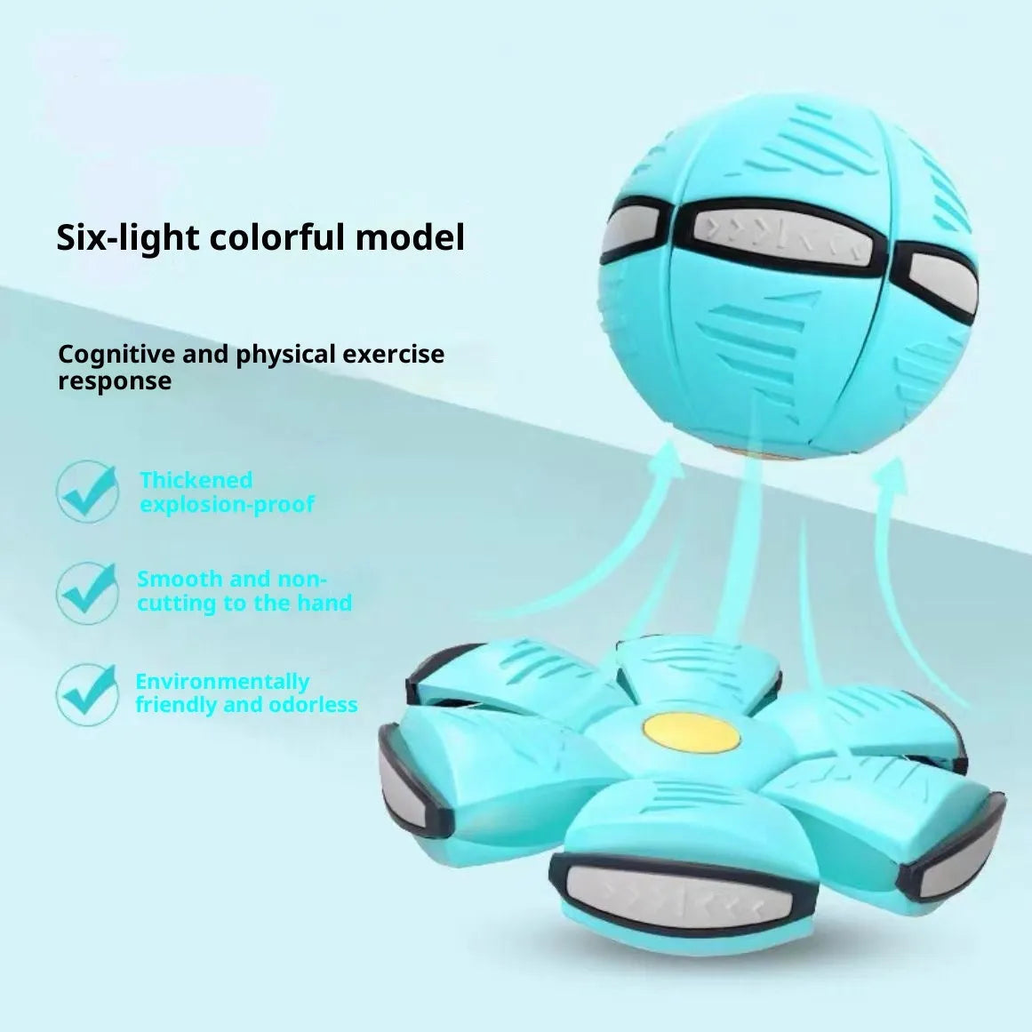 UFO deformation toy ball in maca blue, maca pink, red, blue, green or pink with six or three lights
