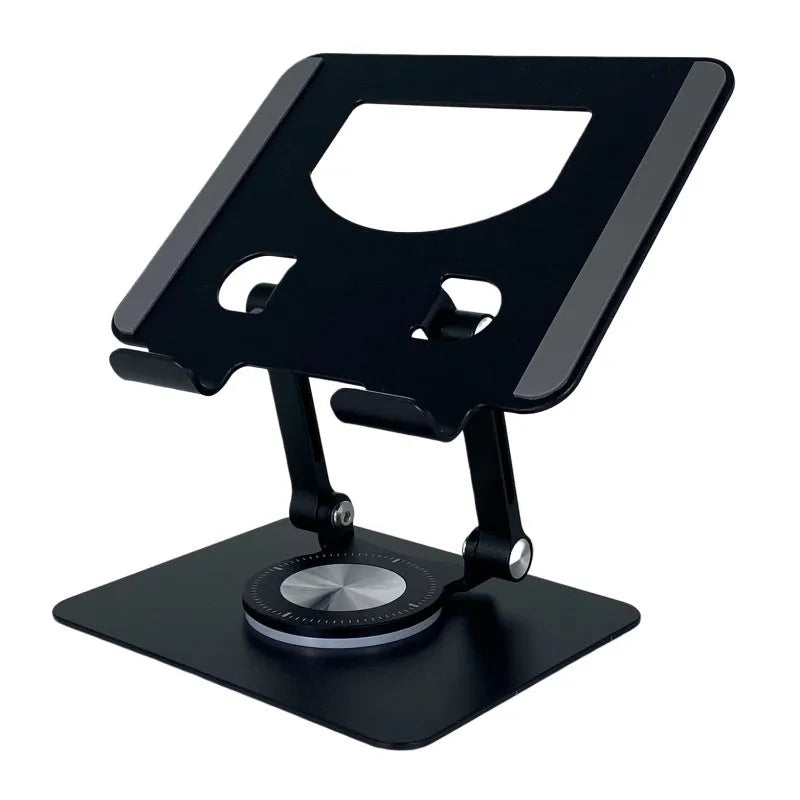 Alloy desktop rotary stand for mobile phone and tablet with wireless charging, in silver colour