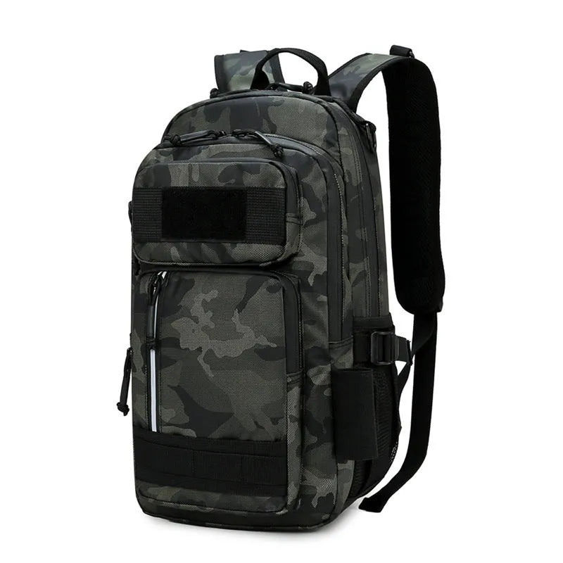 Large solid-colour outdoor backpack with hiking straps in orange, black, CP, or Black Scorpion.