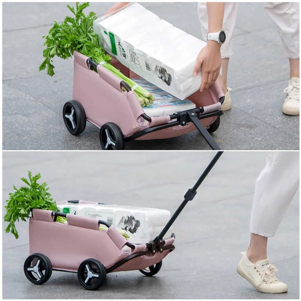 Foldable pet stroller for dogs and cats, Oxford cloth and metal, 35x51x31cm, in black, dark grey, pink, red, or green.