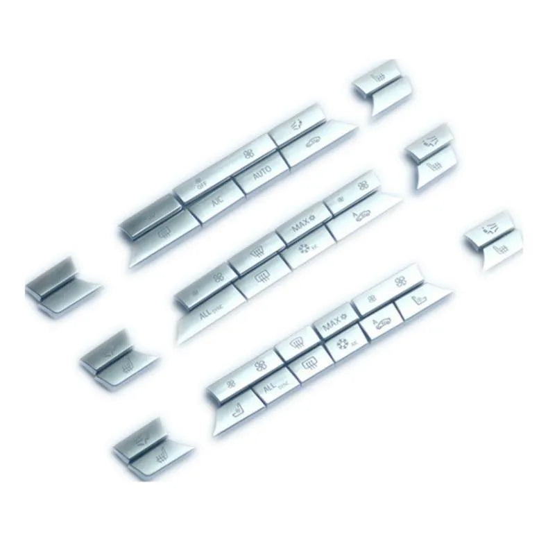 Silver metal car dashboard air conditioning button replacement panel with multiple size configurations