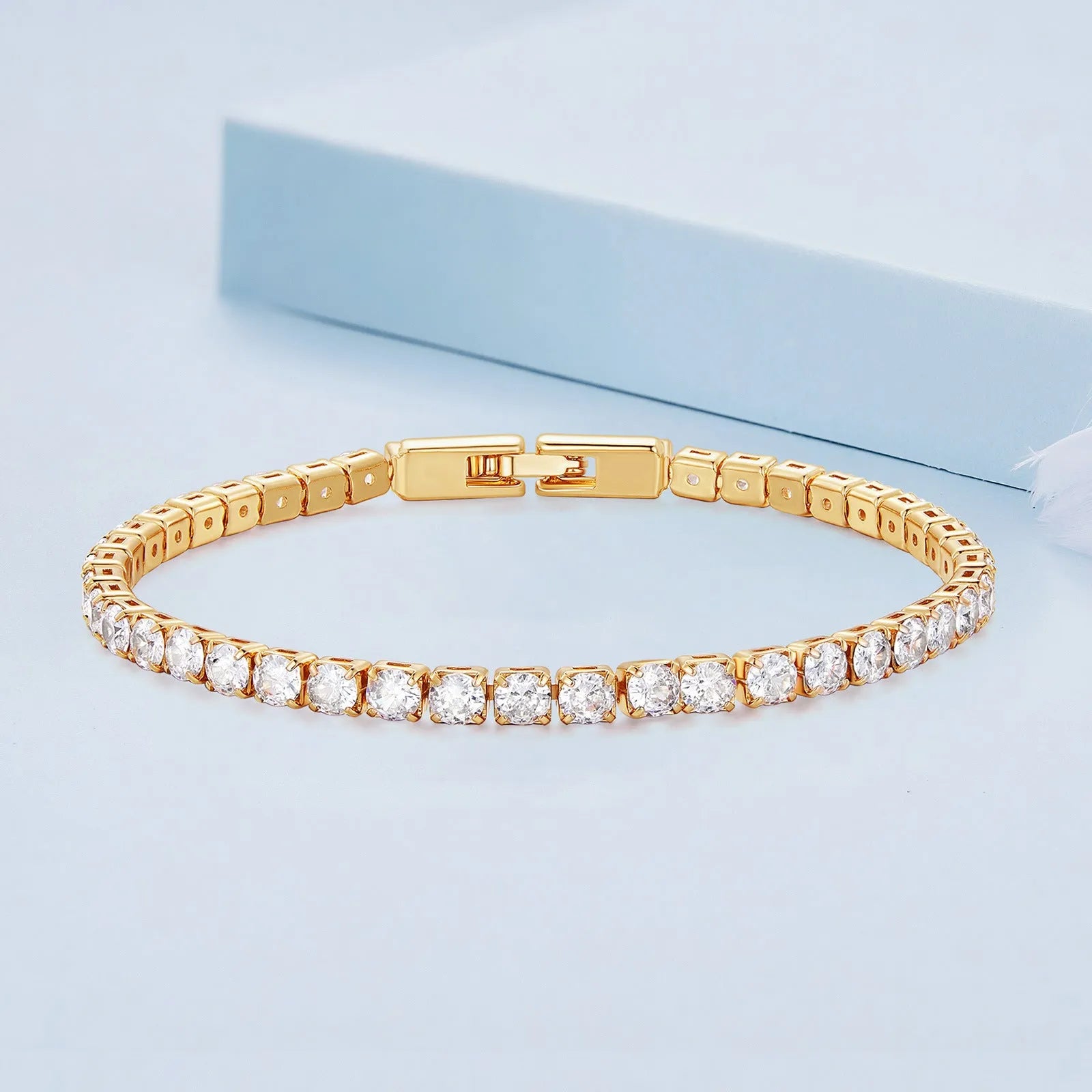 Silver gold-plated simple fashion zircon bracelet for women with cubic zirconia stones