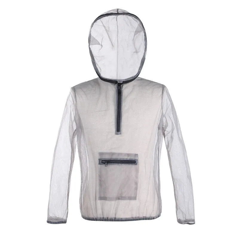 Smoky grey breathable mesh insect-proof outdoor jacket shown in XL size