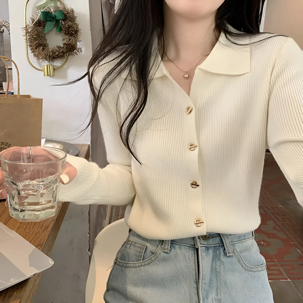 Beige viscose knitted cardigan top with long sleeves and loose fit free size design