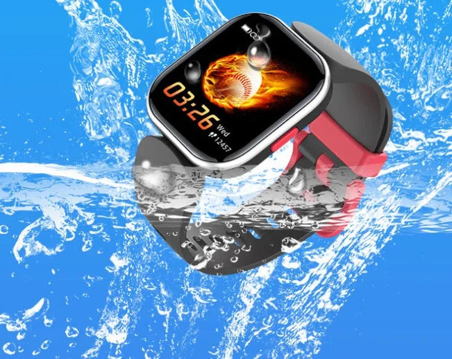 H39T smart children's watch with blue TPU strap and 1.4-inch screen showing health monitoring display