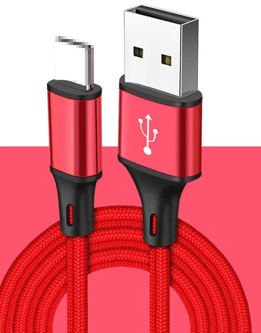 2 metre USB mobile phone charging cable in multiple colour options