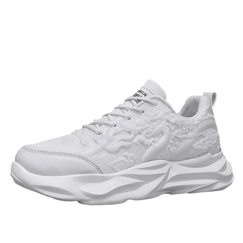 Chinese loong breathable casual sneakers in dragon design colours with rubber soles