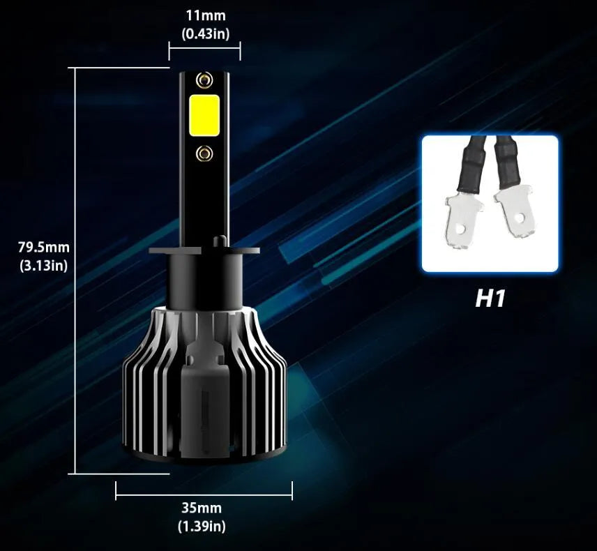 6000K white LED car headlight bulb with aluminium heat sink and adjustable chuck