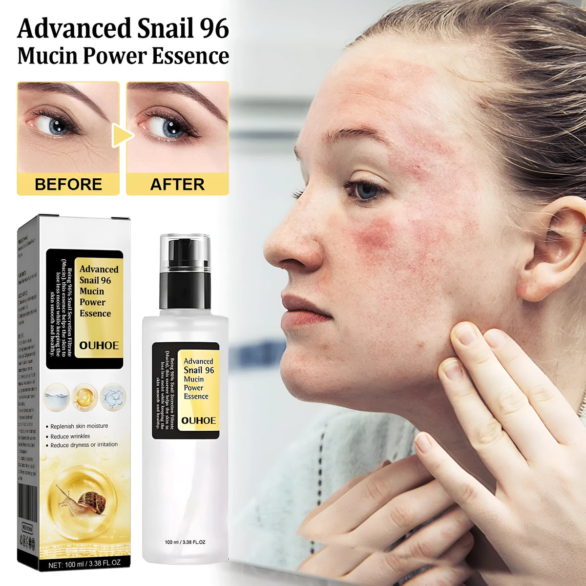 100ml bottle of Snail Serum Collagen Facial Serum for hydrating and brightening skin.