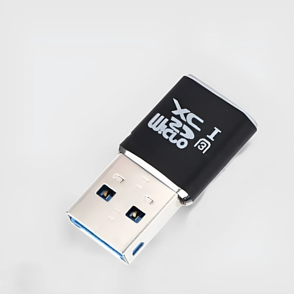 Black USB 3.0 Micro SD card reader for computer data transfer