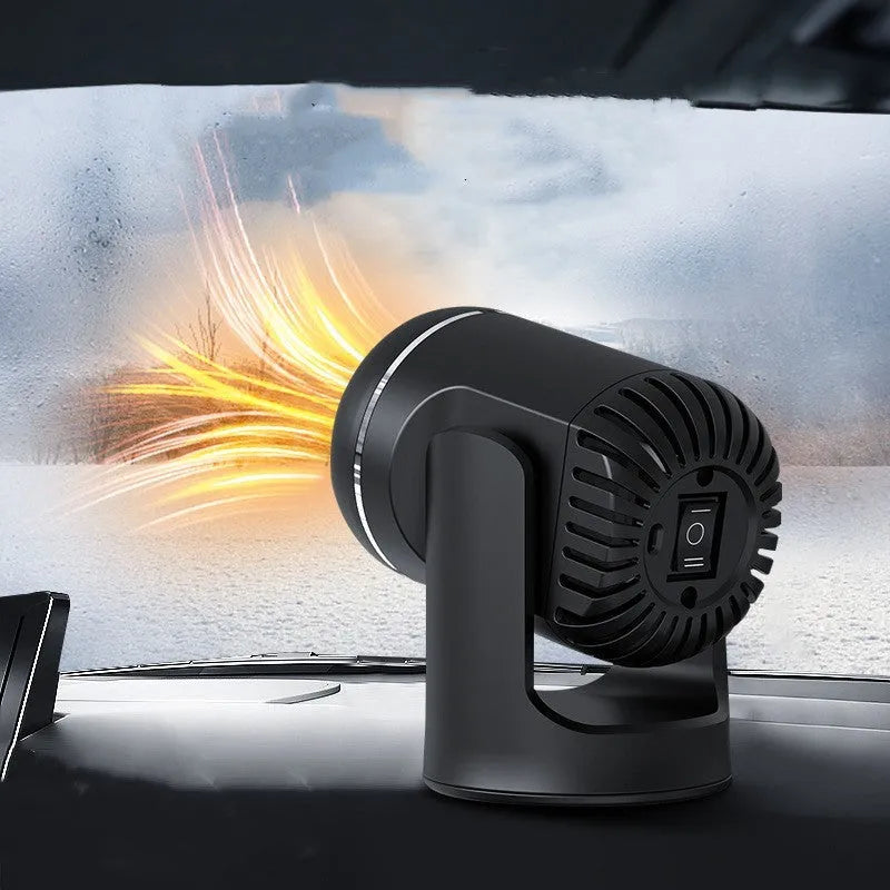 Black and white 12v car heater defroster with 130W power and 1.5m cord for vehicle windscreen clearing