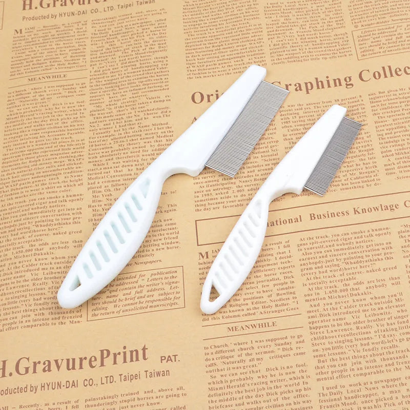 Flea comb for dogs and cats with handle, small 14cm or large 18cm, white blue black red