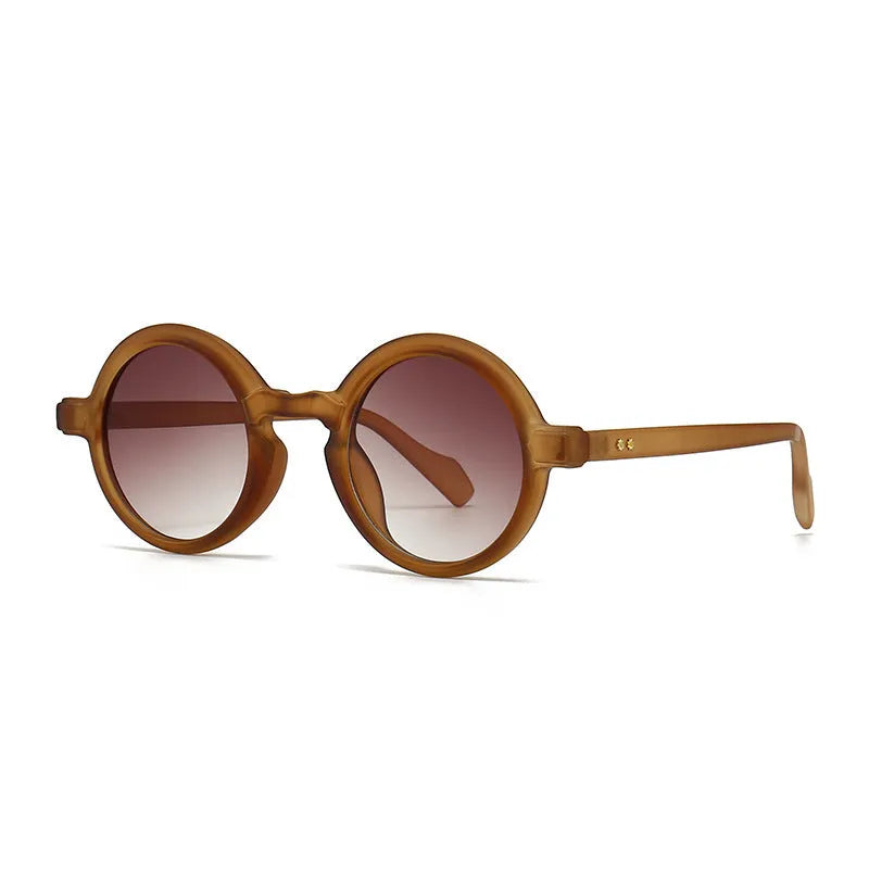 Round retro sunglasses with full-frame plastic design, UV400 lenses and C2 black frame double grey colour