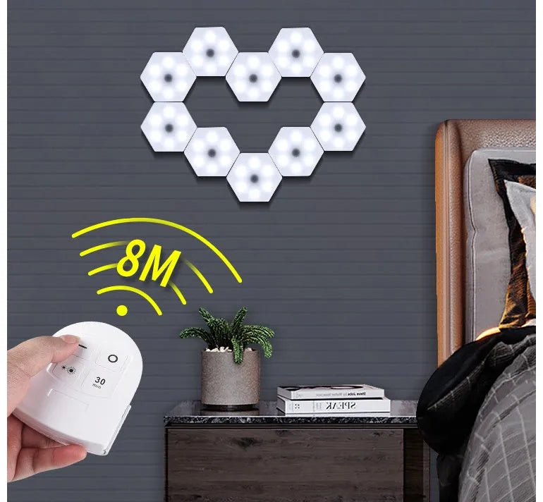 Small white rectangular wireless remote control LED pat light with touch panel.