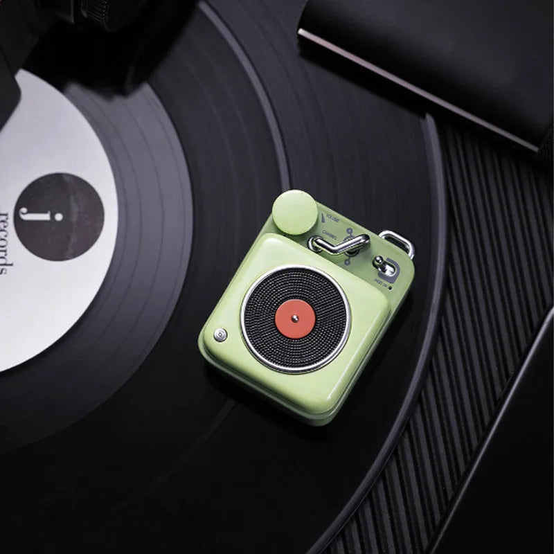Retro mini Bluetooth speaker in compact 63x47x30mm size with 3W output, blue colour