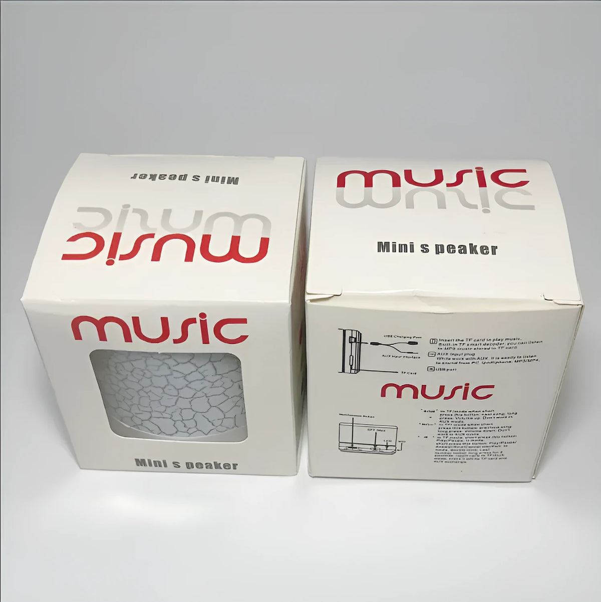 White A9 Mini Cracked Bluetooth Speaker with TF card slot and LED light