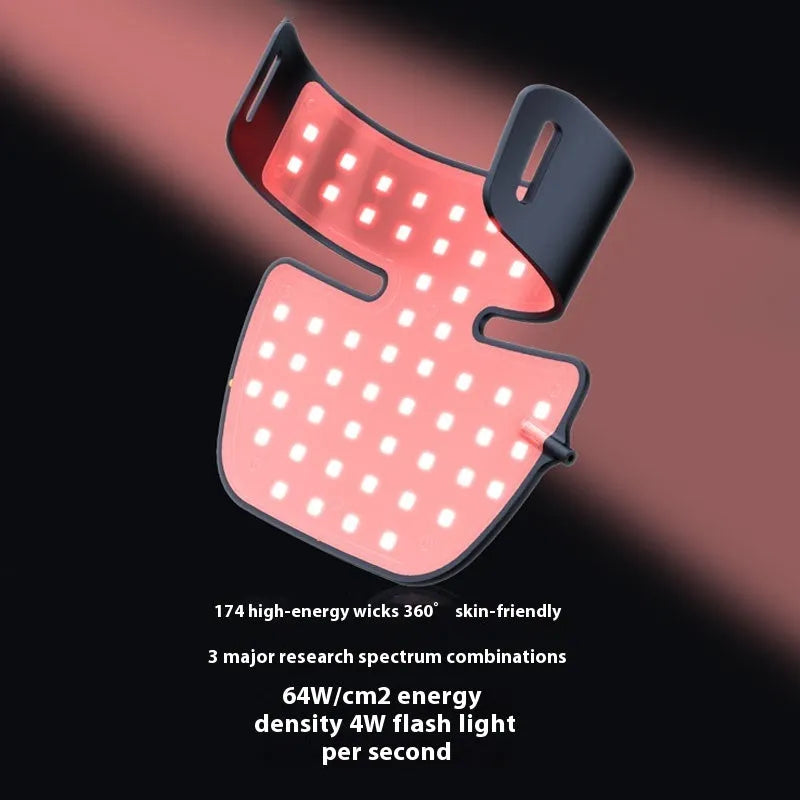 Black four-colour LED photon mask for home skin therapy on a white background.