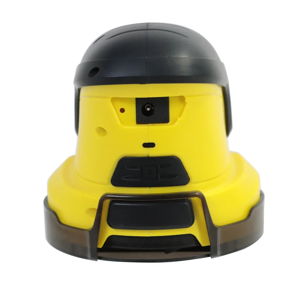 Yellow cordless electric snow scraper with ergonomic handle and removal window for car windscreen de-icing