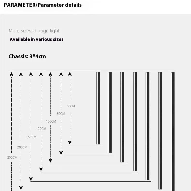 80 cm long black aluminium LED strip wall lamp with touch control for changing light colour.
