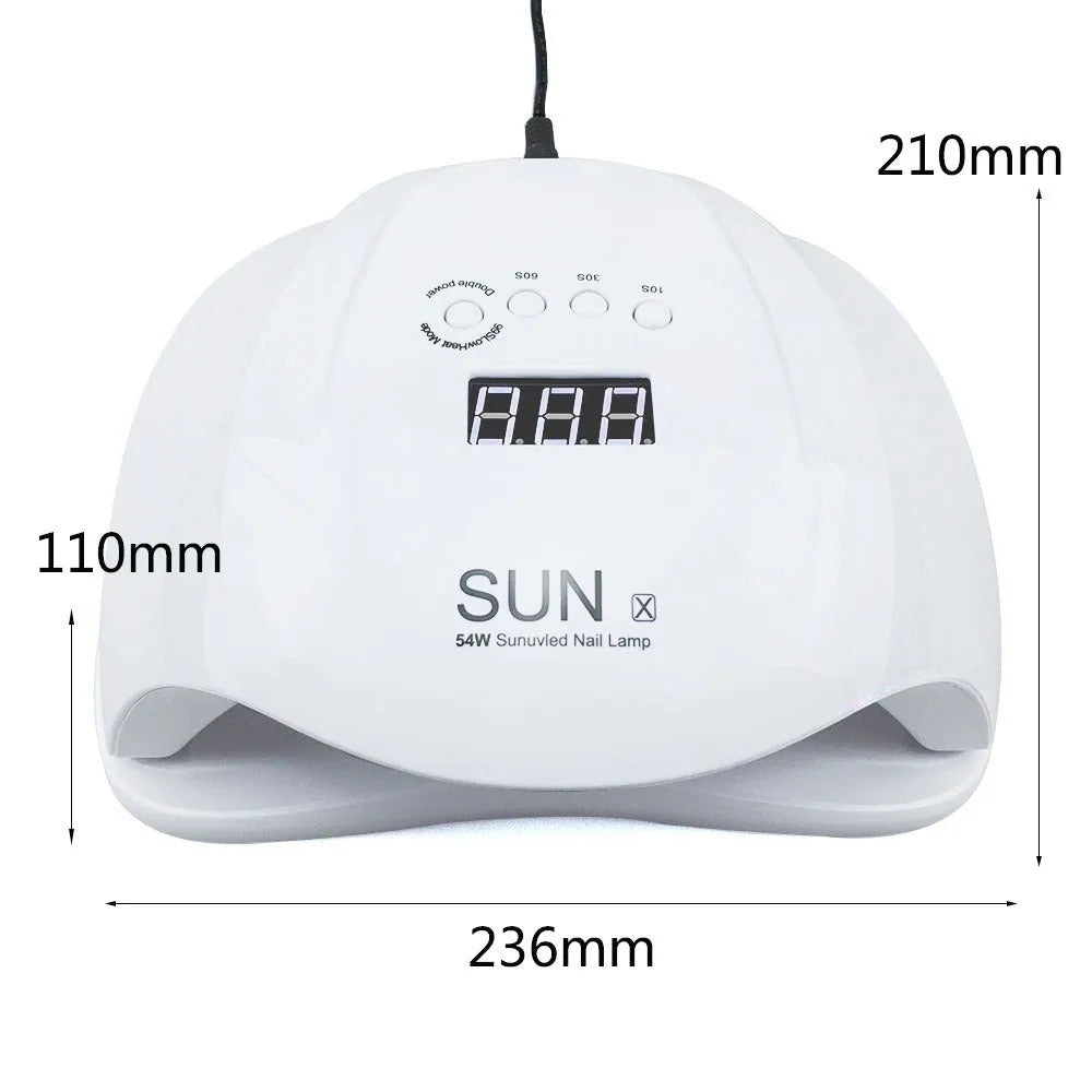 54W UV LED nail lamp dryer with universal voltage for gel polish curing