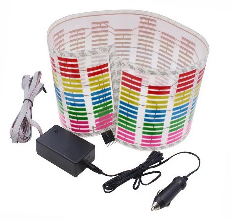 90cm by 25cm car voice control rhythm lamp with EL electroluminescent panel showing music-synchronised lighting patterns