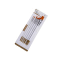 Set of six watercolour acrylic brushes with wooden handles, showing different brush sizes from small to large.