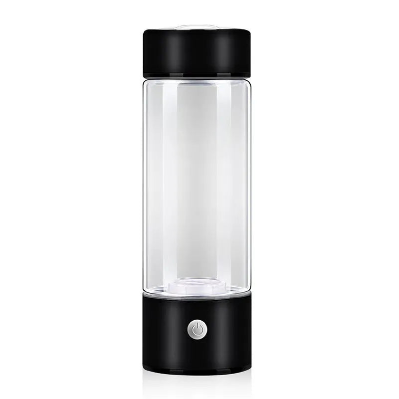 Hydrogen water bottle with electric generator in silver colour, borosilicate glass, 401-500ml capacity